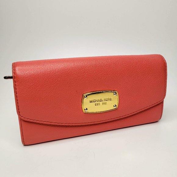 Michael Kors Slim Flap Pebbled Leather Snap Wallet